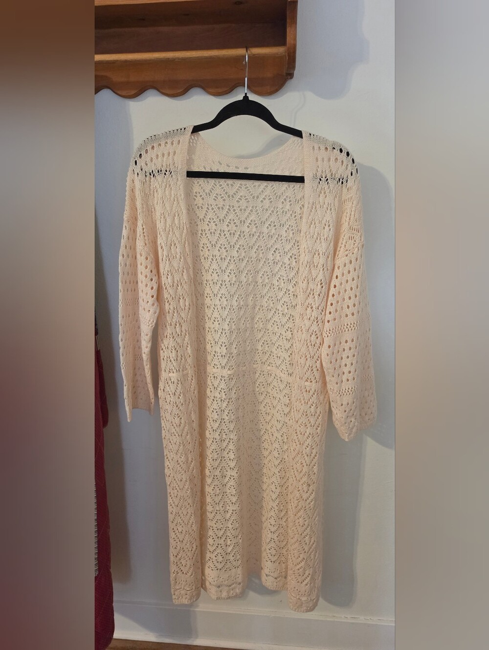 Light Cream Open-Knit Women’s Cardigan Sweater